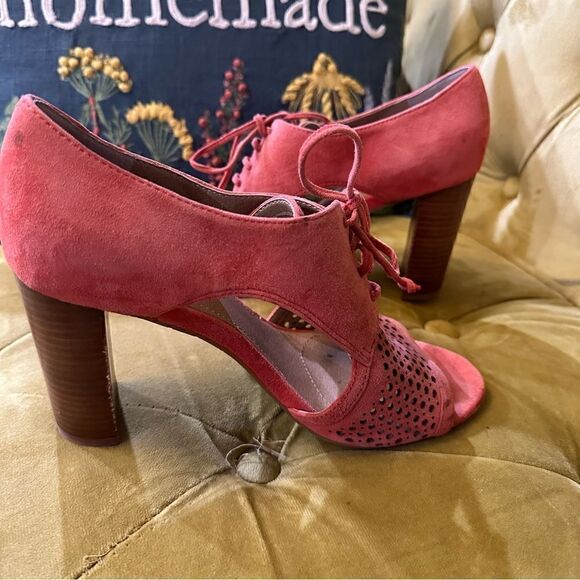 Tahari Pink Megyn Leather Open Toe Leather Heels Size 8 - Picture 3 of 10